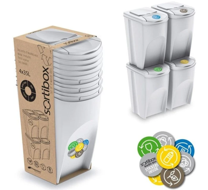 ODPADKOVÉ KOŠE 35 L SORTIBOX SET4 BALENÍ DIETNÍ ŠEDÁ ODPADKOVÉ KOŠE 35 L SORTIBOX SET4 BALENÍ DIETNÍ ŠEDÁ