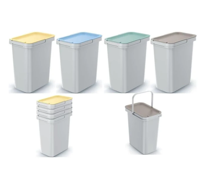 ŚMIETNIK KOSZE NA ŚMIECI SET 4x12 L SYSTEMA SORTIBOX POPIELATY ŚMIETNIK KOSZE NA ŚMIECI SET 4x12 L SYSTEMA SORTIBOX POPIELATY