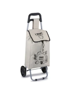 VOZÍK NA KOLEČKÁCH NA NÁKUPNÍ TAŠKY S RÁMEM 25L ŠEDÝ