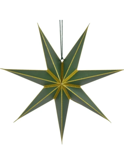 FSC Závěsná papírová dekorace STAR 18x60CM ZELENÁ 7 RÁMEČKŮ MICA FSC Závěsná papírová dekorace STAR 18x60CM ZELENÁ 7 RÁMEČKŮ MICA