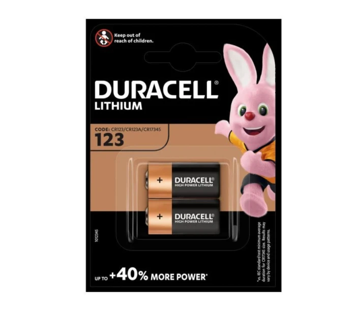 Baterie CR123 DURACELL, balení 2 ks, cena v blistru Baterie CR123 DURACELL, balení 2 ks, cena v blistru