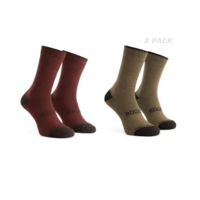 Rogelli WOOL 2-pack ponožky bordó/hnědé 40-43
