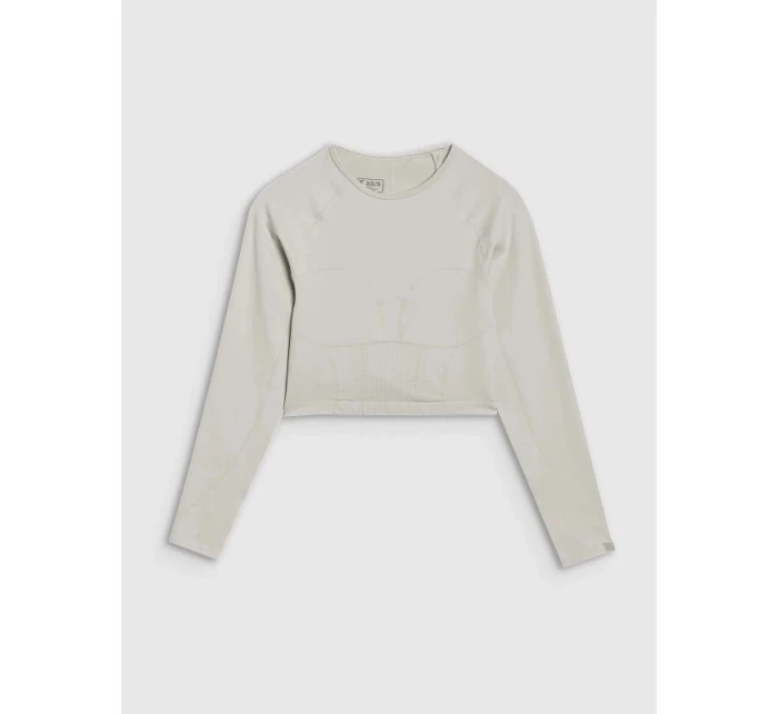 Dámské tričko 4F 4FRSS25TFLOF486-83S s crop-topem a dlouhým rukávem s výřezem na zádech Dámské tričko 4F 4FRSS25TFLOF486-83S s crop-topem a dlouhým rukávem s výřezem na zádech