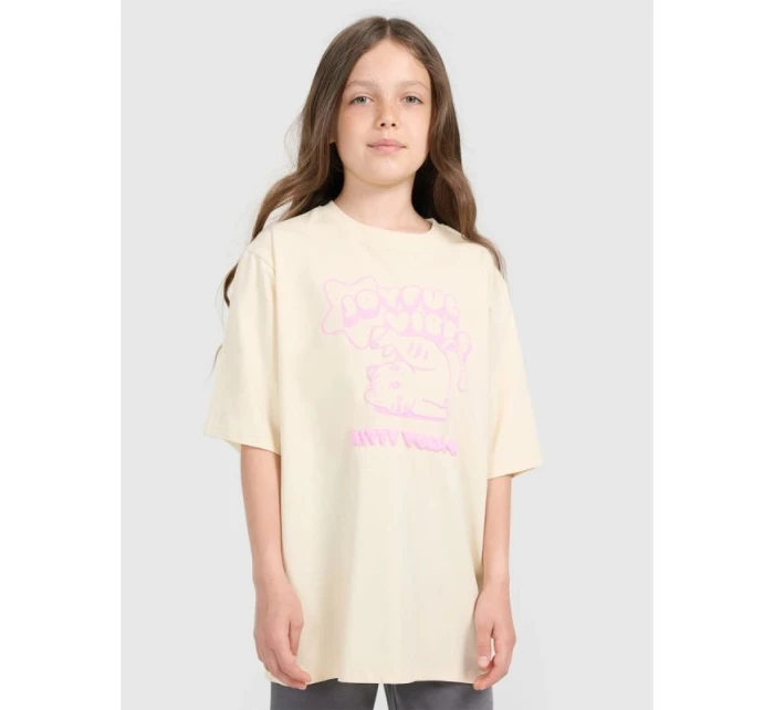 Dívčí tričko oversize s potiskem model 21907083 - 4F Dívčí tričko oversize s potiskem model 21907083 - 4F