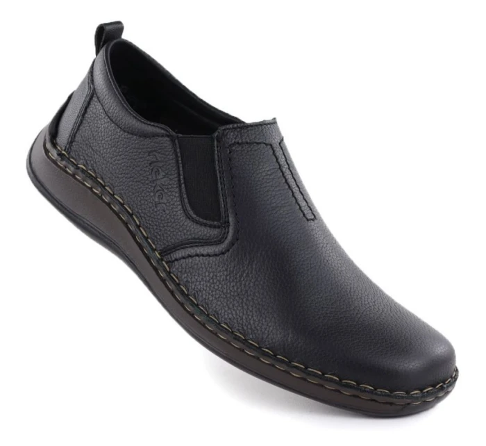 Černá pánská kožená nazouvací obuv model 21914285 - Rieker Černá pánská kožená nazouvací obuv model 21914285 - Rieker