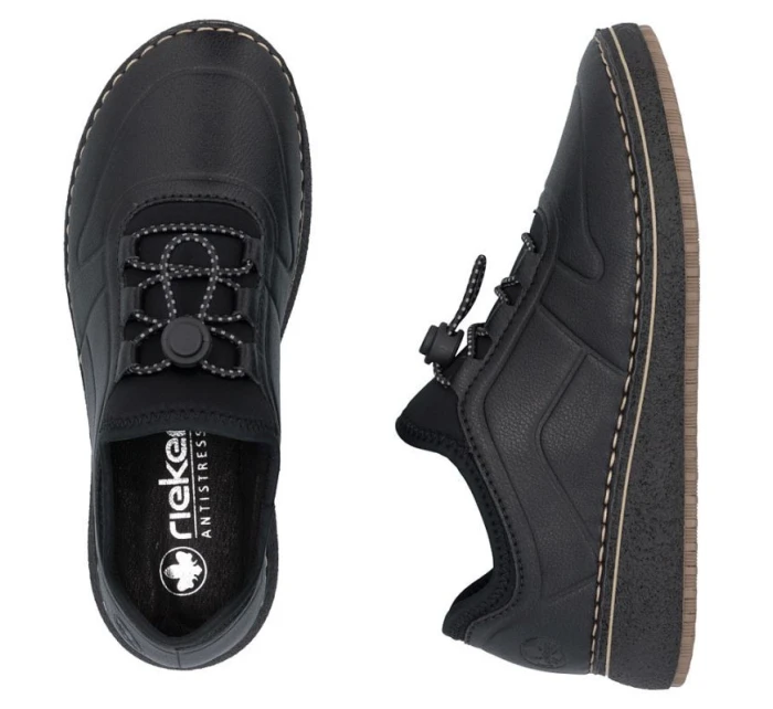 Černé dámské kožené polobotky Rieker 50960-00 Černé dámské kožené polobotky Rieker 50960-00