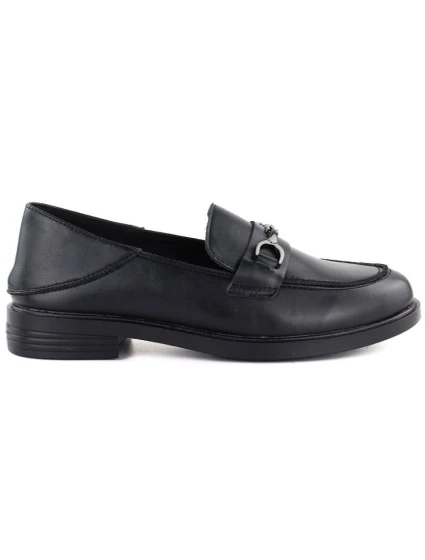 Dámské kožené polobotky mokasíny černé model 22015069 - VINCEZA