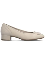 Dámské kožené lodičky na nízkém podpatku béžové Rieker 43453-62