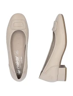 Dámské kožené lodičky na nízkém podpatku béžové Rieker 43453-62