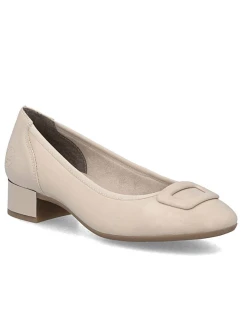 Dámské kožené lodičky na nízkém podpatku béžové Rieker 43453-62