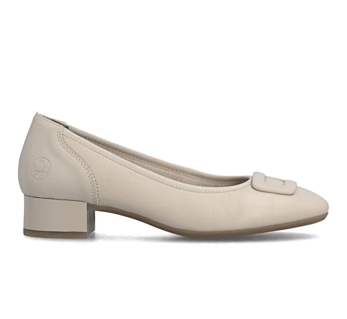 Dámské kožené lodičky na nízkém podpatku béžové Rieker 43453-62 Dámské kožené lodičky na nízkém podpatku béžové Rieker 43453-62