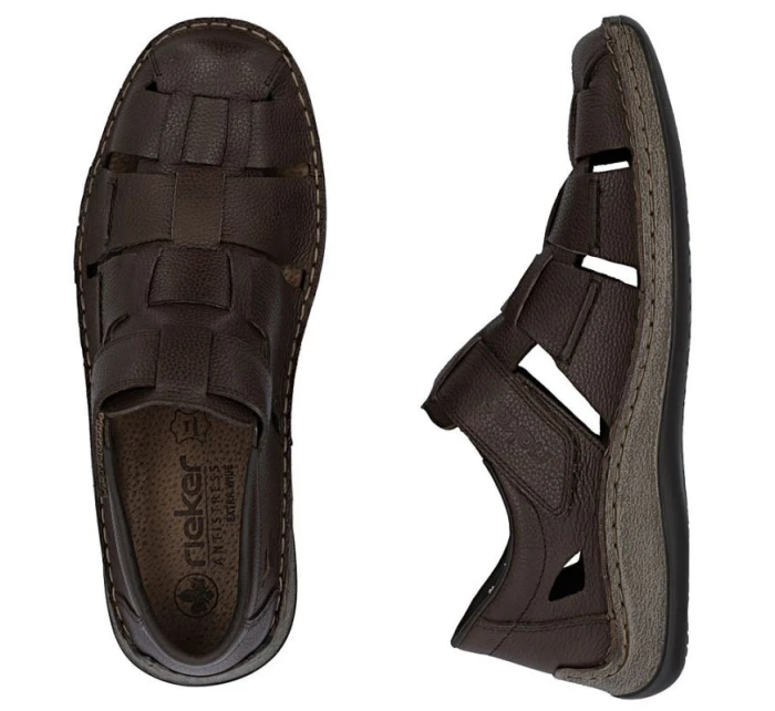 Pánské hnědé prolamované kožené polobotky Rieker 05281-25 Pánské hnědé prolamované kožené polobotky Rieker 05281-25