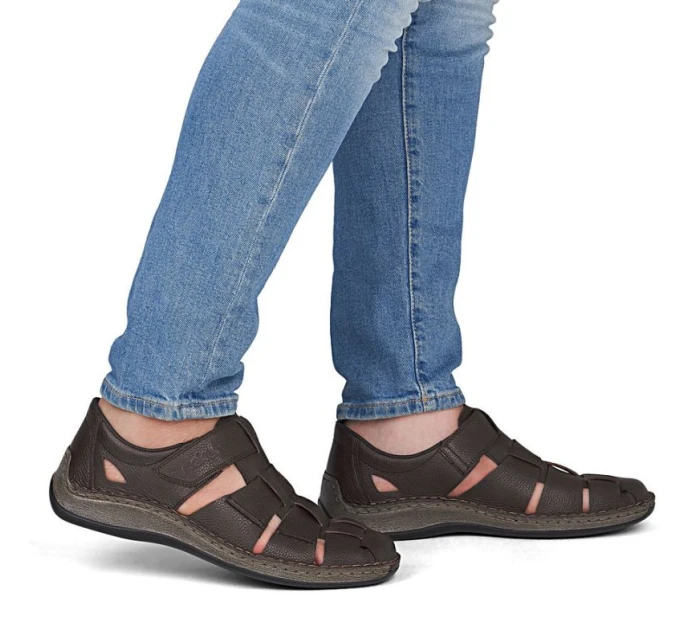 Pánské hnědé prolamované kožené polobotky Rieker 05281-25 Pánské hnědé prolamované kožené polobotky Rieker 05281-25