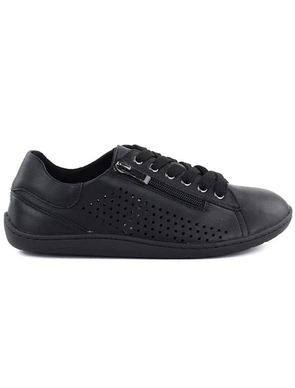 Dámské kožené barefoot ažurové černé boty Gino model 22068723