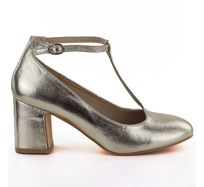 Třpytivé zlaté lodičky s páskem Mascara 834283 Třpytivé zlaté lodičky s páskem Mascara 834283