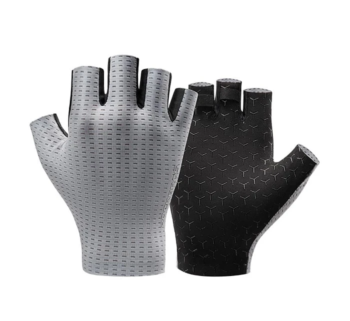 Prodyšné cyklistické rukavice Rockbros, krátké prsty, velikost: XL - šedé Prodyšné cyklistické rukavice Rockbros, krátké prsty, velikost: XL - šedé