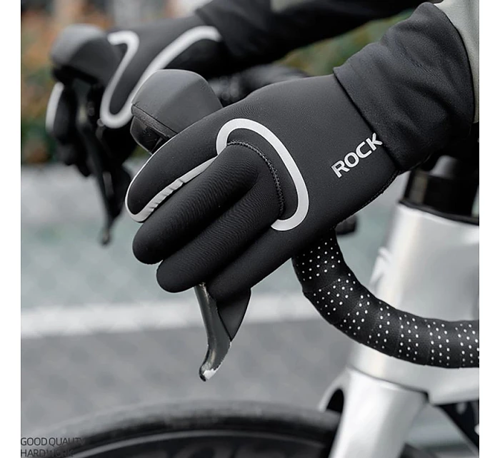 Cyklistické rukavice Rockbros, nepromokavé, velikost: S/M - černé Cyklistické rukavice Rockbros, nepromokavé, velikost: S/M - černé