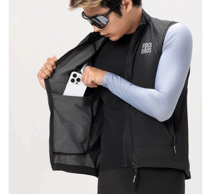 Rockbros YDMJ003 jarní/podzimní větruodolná vesta velikost XL - černá Rockbros YDMJ003 jarní/podzimní větruodolná vesta velikost XL - černá