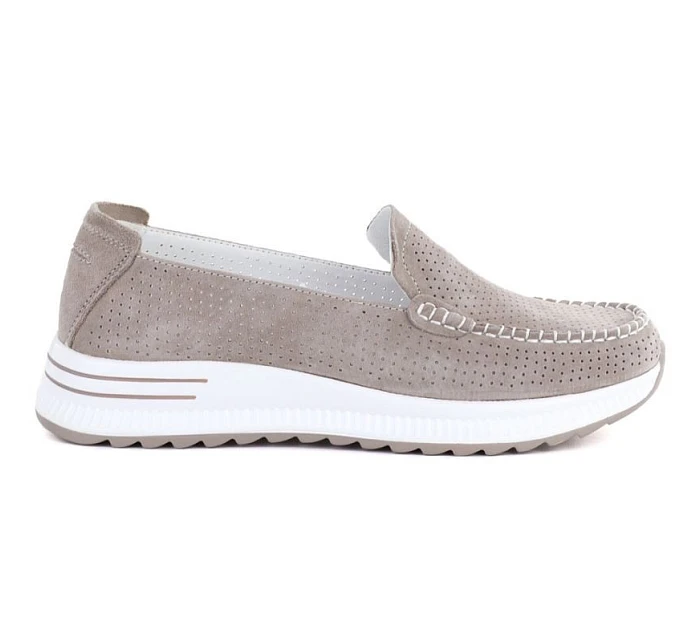 Kožené mokasíny na silné podrážce ažurové fango Jezzi 9793 Kožené mokasíny na silné podrážce ažurové fango Jezzi 9793