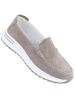 Kožené mokasíny na silné podrážce ažurové fango Jezzi 9793