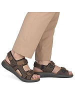 Pánské kožené sandály na suchý zip hnědé Rieker 26450-26 Pánské kožené sandály na suchý zip hnědé Rieker 26450-26