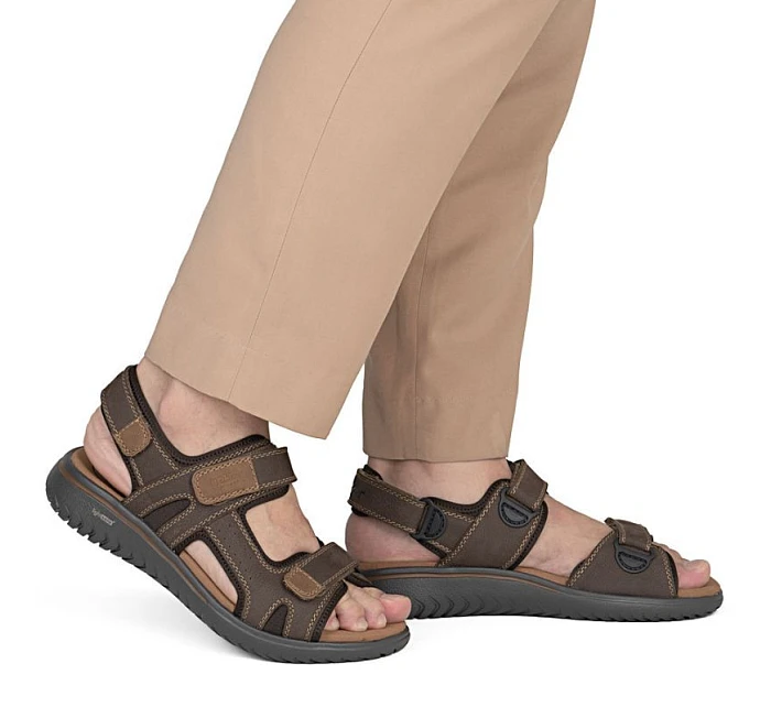 Pánské kožené sandály na suchý zip hnědé Rieker 26450-26 Pánské kožené sandály na suchý zip hnědé Rieker 26450-26