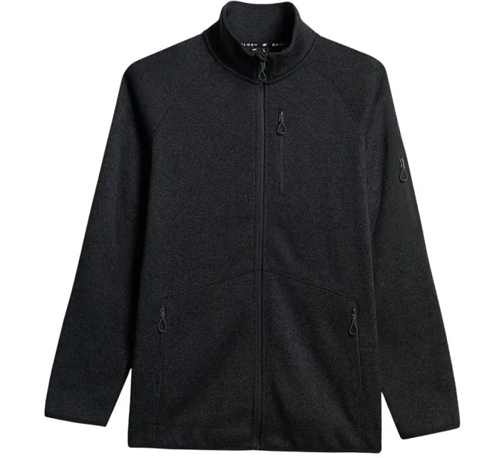Pánský fleece 4F M443 deep black melange 4FWSS26TFLEM443 20M Pánský fleece 4F M443 deep black melange 4FWSS26TFLEM443 20M