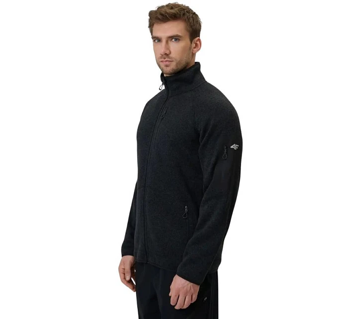 Pánský fleece 4F M443 deep black melange 4FWSS26TFLEM443 20M Pánský fleece 4F M443 deep black melange 4FWSS26TFLEM443 20M