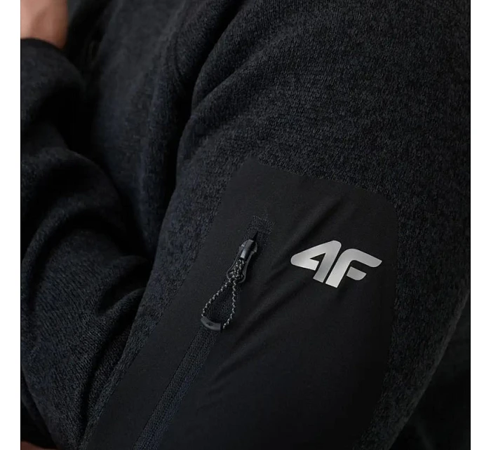 Pánský fleece 4F M443 deep black melange 4FWSS26TFLEM443 20M Pánský fleece 4F M443 deep black melange 4FWSS26TFLEM443 20M
