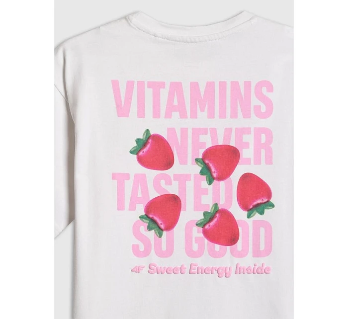 Dívčí volné tričko s potiskem 4F 4FJRSS26TTSHF3825-10S Dívčí volné tričko s potiskem 4F 4FJRSS26TTSHF3825-10S