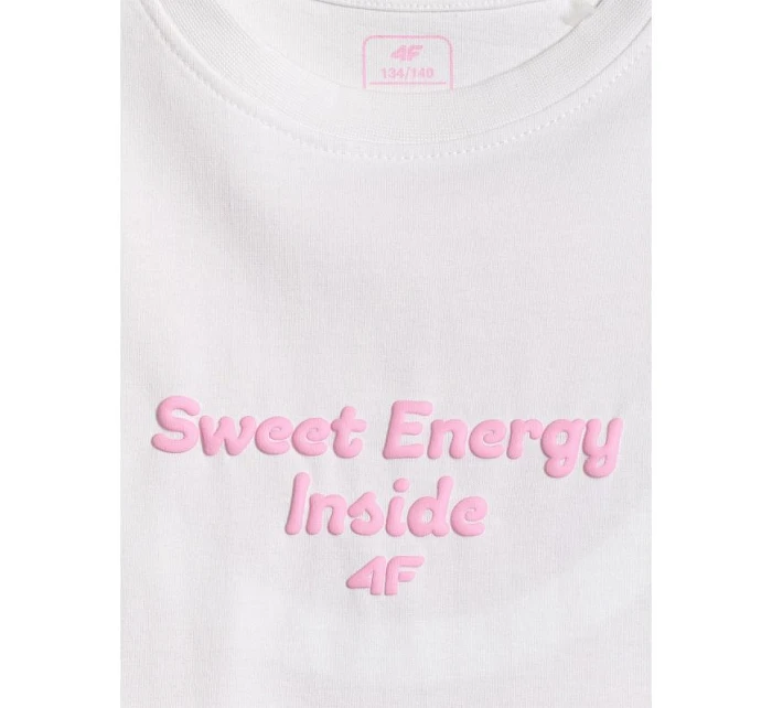 Dívčí volné tričko s potiskem 4F 4FJRSS26TTSHF3825-10S Dívčí volné tričko s potiskem 4F 4FJRSS26TTSHF3825-10S