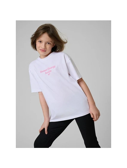 Dívčí volné tričko s potiskem 4F 4FJRSS26TTSHF3825-10S Dívčí volné tričko s potiskem 4F 4FJRSS26TTSHF3825-10S