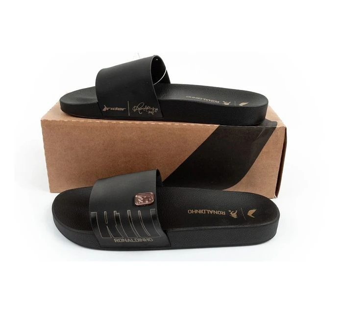 Pánské sportovní žabky R10 Slide pohodlné černé pantofle Rider Pánské sportovní žabky R10 Slide pohodlné černé pantofle Rider