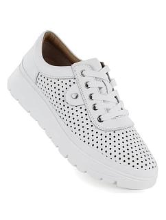 Dámská kožená ažurová bílá polobotka Vinceza 79629