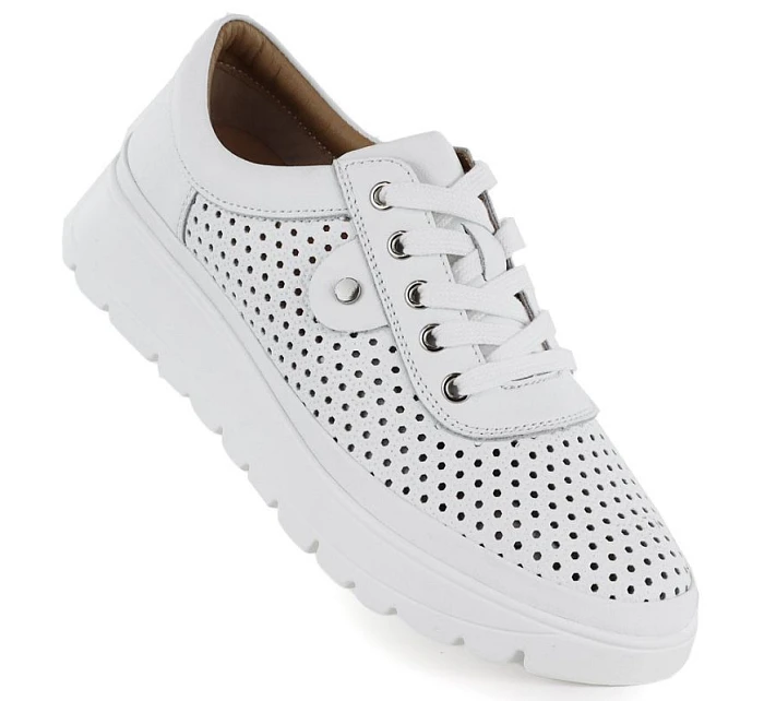 Dámská kožená ažurová bílá polobotka Vinceza 79629 Dámská kožená ažurová bílá polobotka Vinceza 79629