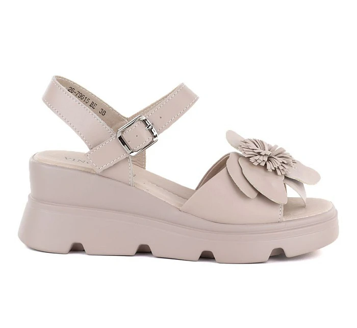 Dámské kožené sandály na platformě béžové Vinceza 26-79615 Dámské kožené sandály na platformě béžové Vinceza 26-79615