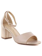 Béžové a zlaté dámské sandály na jehlovém podpatku Potocki LE20339