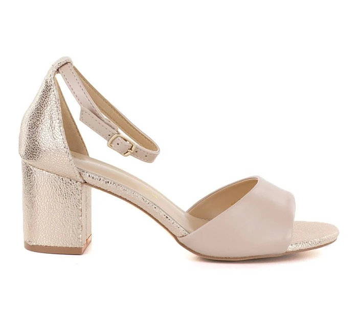 Béžové a zlaté dámské sandály na jehlovém podpatku Potocki LE20339 Béžové a zlaté dámské sandály na jehlovém podpatku Potocki LE20339