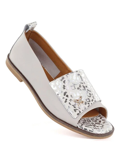 Dámská kožená obuv s otevřenou špičkou béžová Potocki JE19397 Dámská kožená obuv s otevřenou špičkou béžová Potocki JE19397