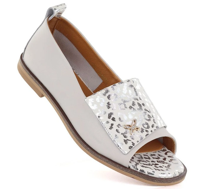 Dámská kožená obuv s otevřenou špičkou béžová Potocki JE19397 Dámská kožená obuv s otevřenou špičkou béžová Potocki JE19397