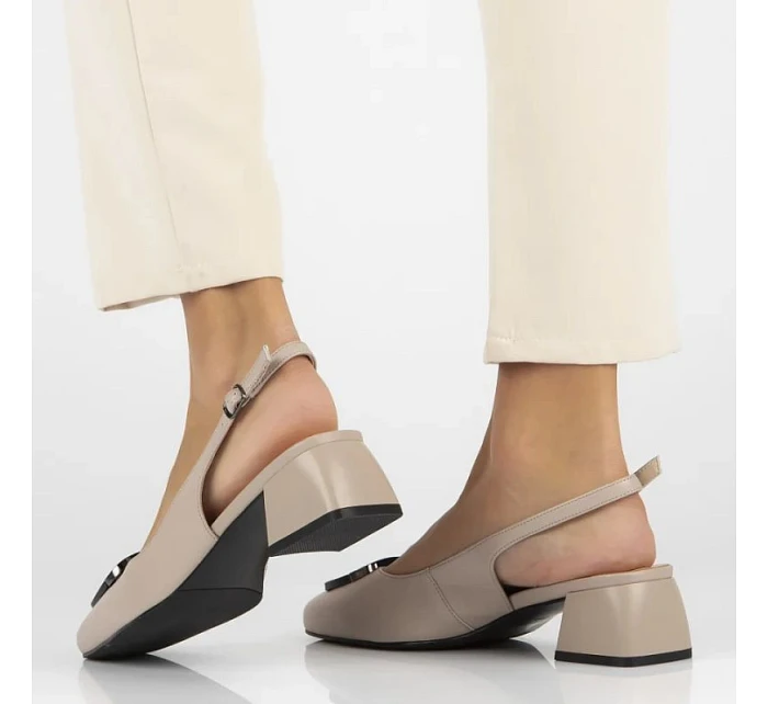 Béžové kožené lodičky s páskem Filippo DP6183 Béžové kožené lodičky s páskem Filippo DP6183