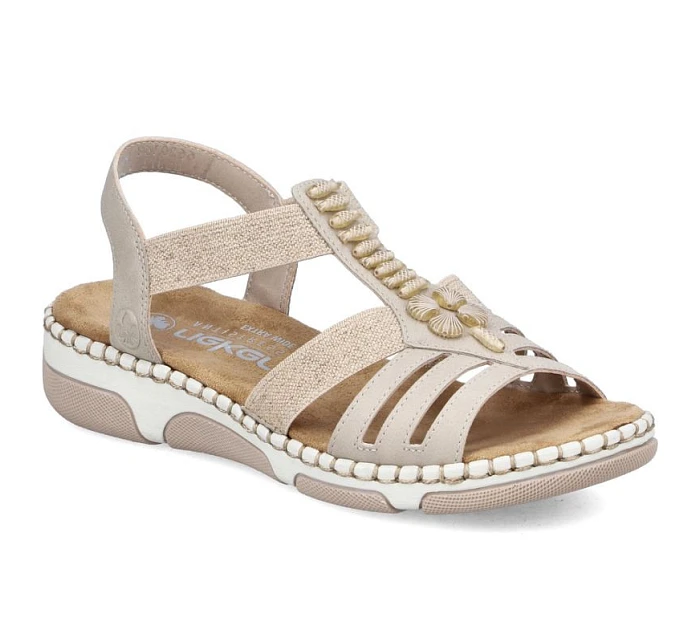 Dámské sandály na podpatku Romans beige Rieker 66201-62 Dámské sandály na podpatku Romans beige Rieker 66201-62