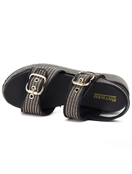 Dámské sandály na platformě černo-zlaté Artiker 58C1741 Dámské sandály na platformě černo-zlaté Artiker 58C1741