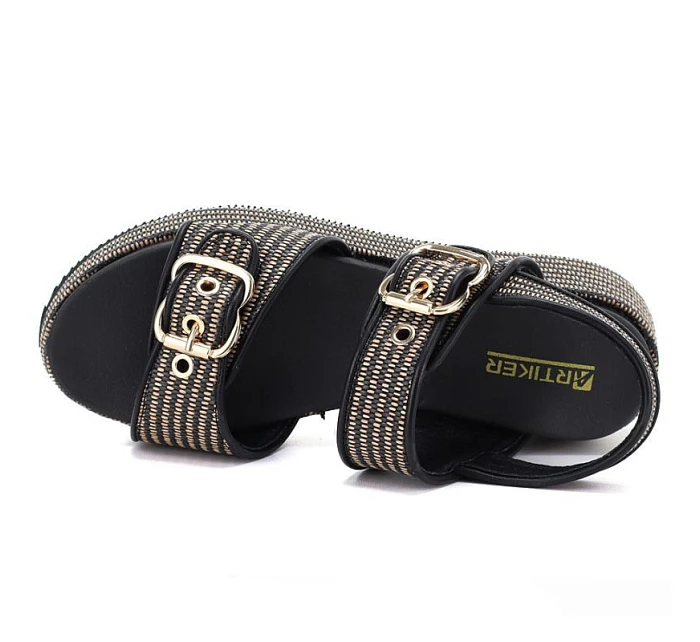 Dámské sandály na platformě černo-zlaté Artiker 58C1741 Dámské sandály na platformě černo-zlaté Artiker 58C1741