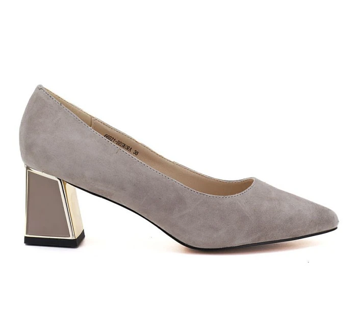 Dámská kožená obuv s ozdobným sloupkem béžová Vinceza 26-66921 Dámská kožená obuv s ozdobným sloupkem béžová Vinceza 26-66921