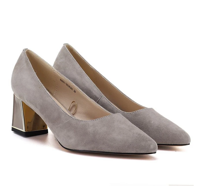 Dámská kožená obuv s ozdobným sloupkem béžová Vinceza 26-66921 Dámská kožená obuv s ozdobným sloupkem béžová Vinceza 26-66921