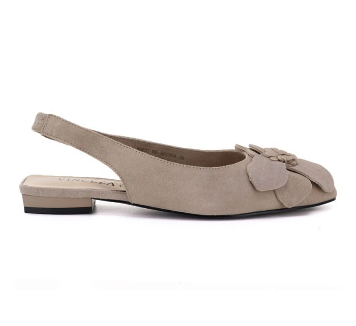 Dámské kožené květinové sandály béžové Vinceza 26-66951 Dámské kožené květinové sandály béžové Vinceza 26-66951