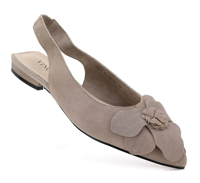 Dámské kožené květinové sandály béžové Vinceza 26-66951 Dámské kožené květinové sandály béžové Vinceza 26-66951