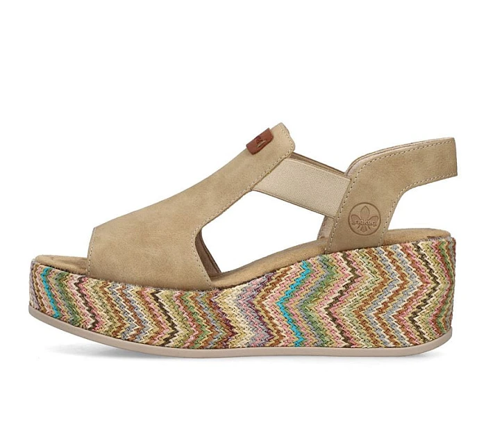 Dámské sandály na podpatku béžové Rieker 69472-60 Dámské sandály na podpatku béžové Rieker 69472-60