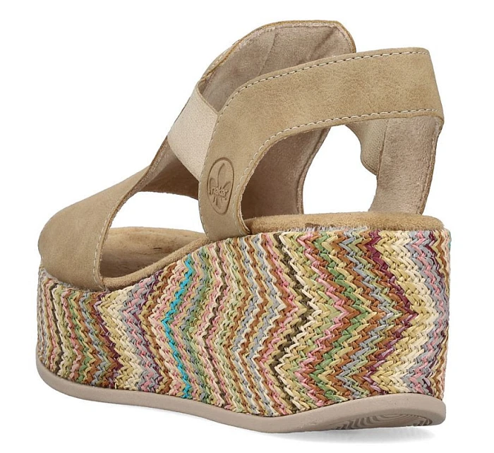 Dámské sandály na podpatku béžové Rieker 69472-60 Dámské sandály na podpatku béžové Rieker 69472-60